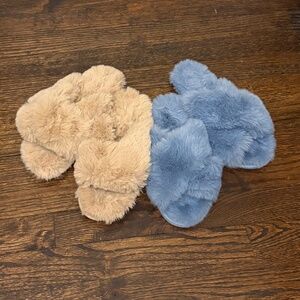 Faux Fur Slipper Bundle Set of 2, Size 5 - 6